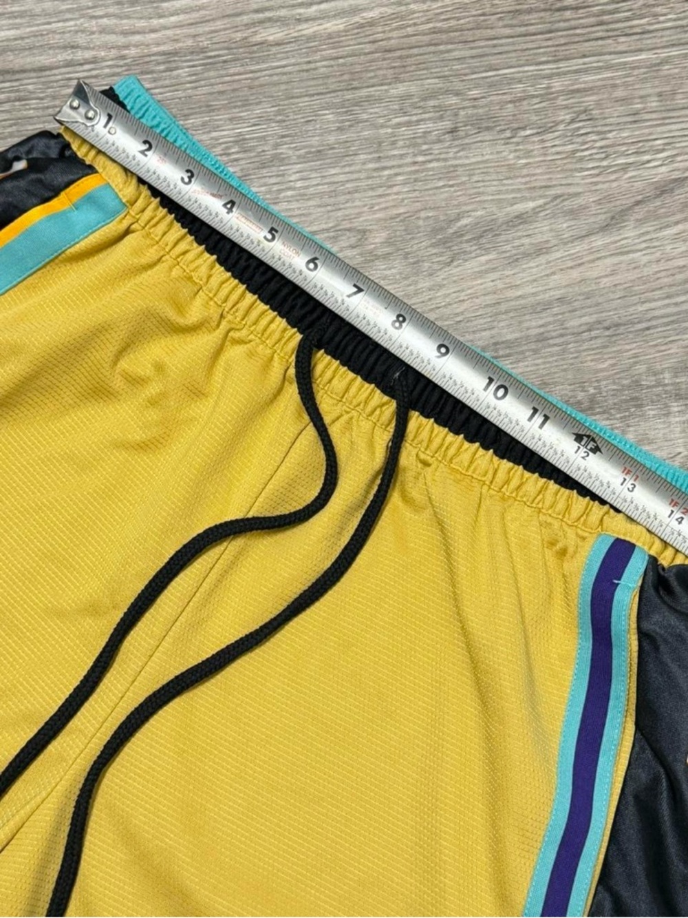 Nike Men’s Yellow Athletic Shorts with Black & Teal Trim - Picture 5 of 7